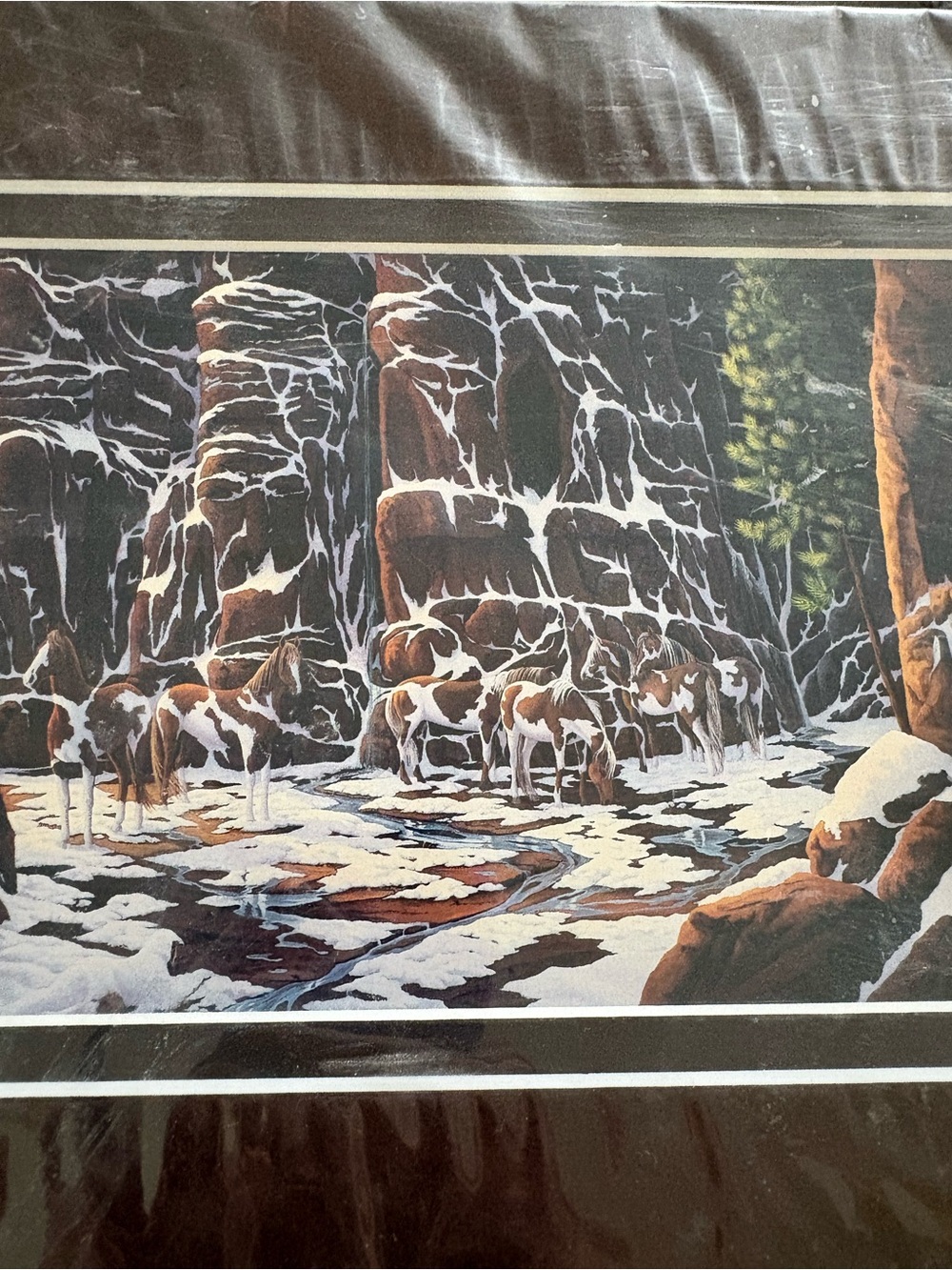 Western Winter Scene Print with Horses
